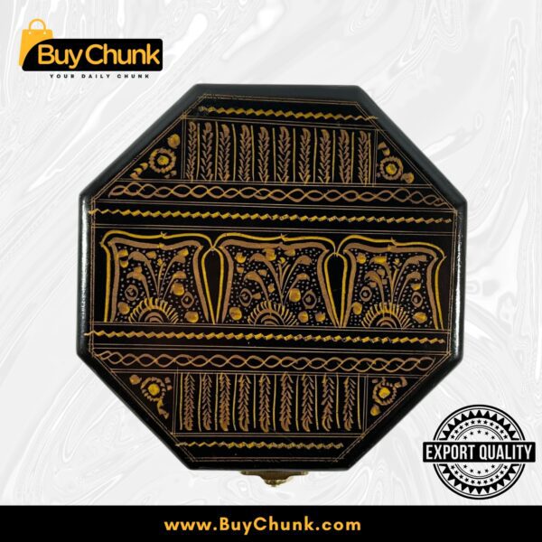 Octagon Shape Handmade Lacquer Art Jewelry Box Gilded Mandala