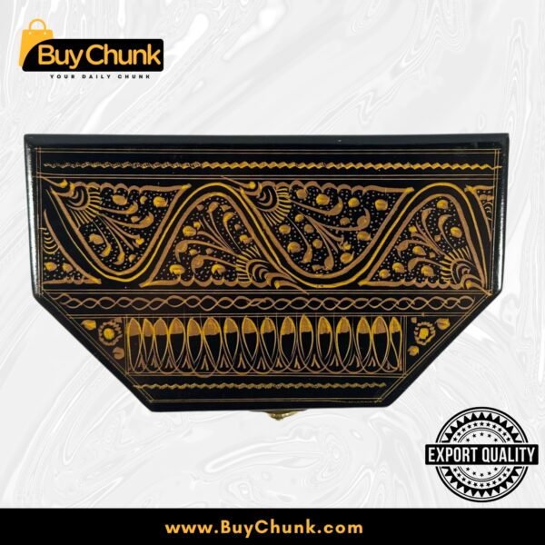 Handmade Lacquer Art Jewelry Box Shimmering Gold