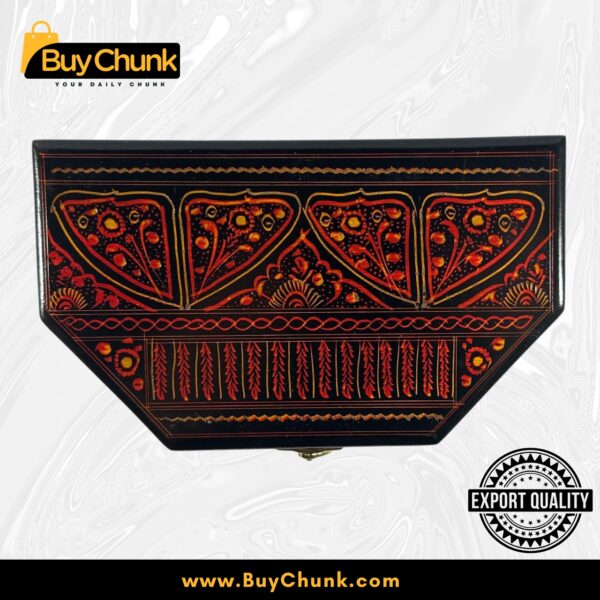 Wood Handmade Lacquer Art Jewelry Box Elegant Red