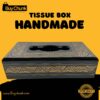 Rose Wood Handmade Lacquer Art Golden Wavelet Motif Tissue Box