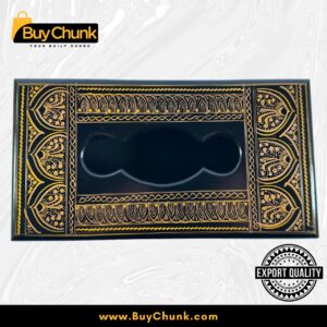 Rose Wood Handmade Lacquer Art Golden Wavelet Motif Tissue Box