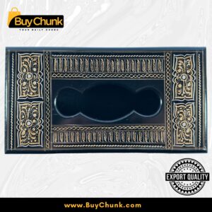 Rose Wood Handmade Lacquer Art Golden Panel Bloom Tissue Box