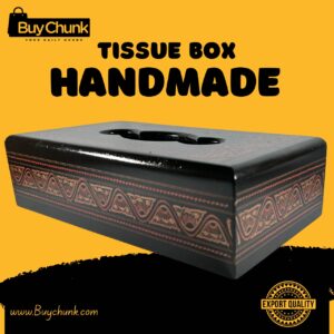 Rose Wood Handmade Lacquer Art Golden Red Panel Bloom Tissue Box