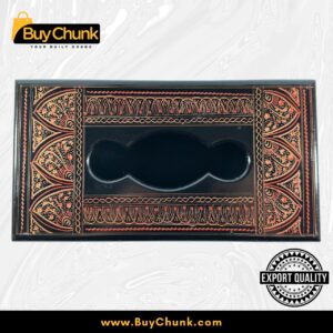 Rose Wood Handmade Lacquer Art Golden Red Wavelet Motif Tissue Box