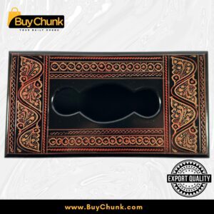 Rose Wood Handmade Lacquer Art Golden Red Panel Bloom Tissue Box