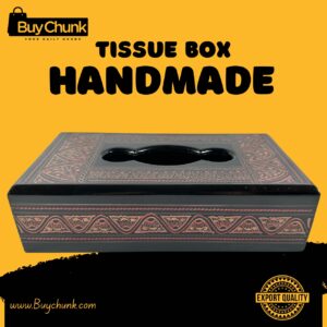 Rose Wood Handmade Lacquer Art Golden Red Wavelet Motif Tissue Box