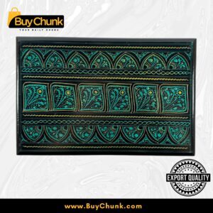 Handmade Lacquer Art Jewelry Box Emerald Wavy Panel