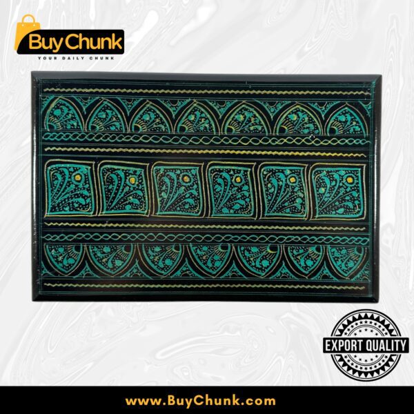 Handmade Lacquer Art Jewelry Box Emerald Wavy Panel