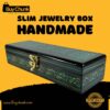 Slim Handmade Lacquer Art Jewelry Box Emerald Panel Mosaic