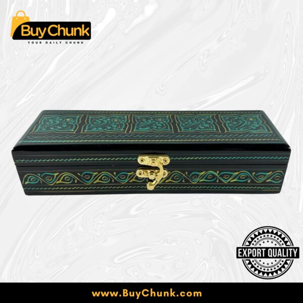 Slim Handmade Lacquer Art Jewelry Box Emerald Panel Mosaic