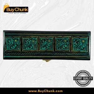 Slim Handmade Lacquer Art Jewelry Box Emerald Panel Mosaic