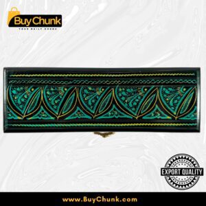 Slim Handmade Lacquer Art Jewelry Box Emerald Flowing Wave