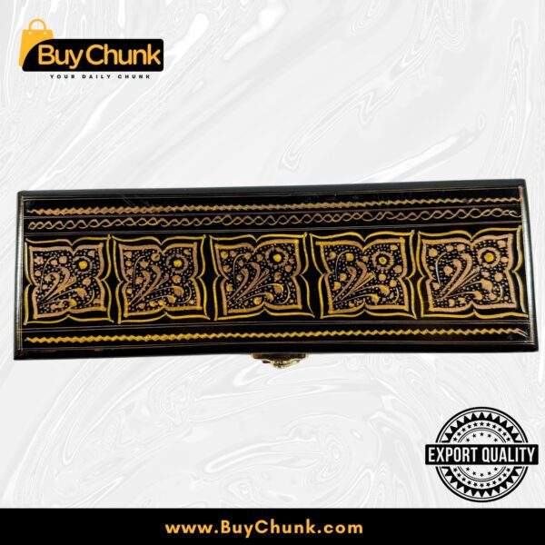 Slim Handmade Lacquer Art Jewelry Golden Panel Bloom