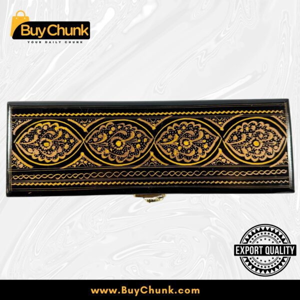 Slim Handmade Lacquer Art Jewelry Golden Wavelet Motif