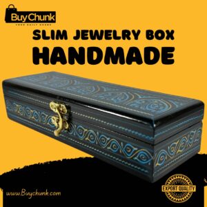 Slim Handmade Lacquer Art Jewelry Sapphire Arch Bloom