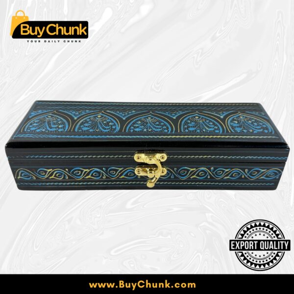 Slim Handmade Lacquer Art Jewelry Sapphire Arch Bloom