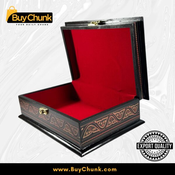 Wood Handmade Lacquer Art Jewelry Box Fiery Wave