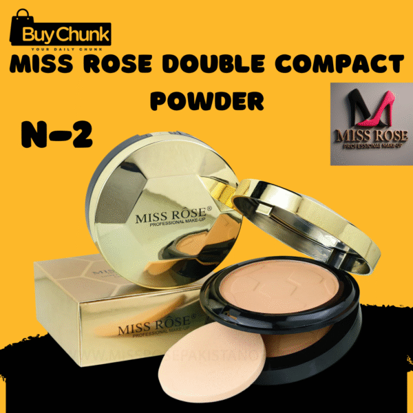 Miss Rose Double Compact Powder N-2 showcasing its versatile shades for Pakistani skin.