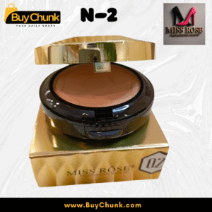 Before and after application of Miss Rose Double Compact Powder for a natural matte finish.