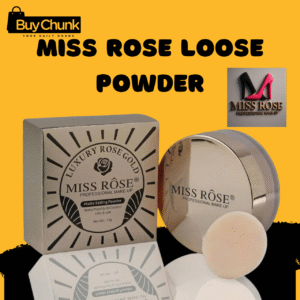 Front view of the Miss Rose Luxury Rose Gold Matte Setting Powder box, highlighting its waterproof and oil control features.