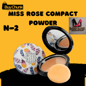 Open Miss Rose Compact Face Powder N-2, showing the pressed powder with a smooth texture and a built-in mirror.