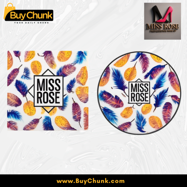 Detail of the outer packaging of Miss Rose Compact Face Powder, highlighting the branding and product information.