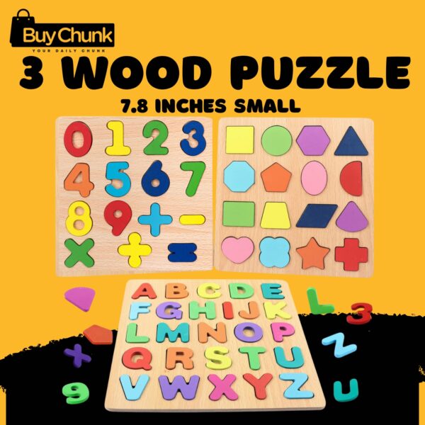 3-Pack Wooden Learning Puzzle