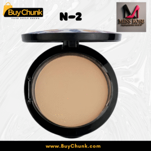 Close-up of a Miss Rose Compact Face Powder, showing the intricate, artistic feather or leaf pattern on the powder surface.