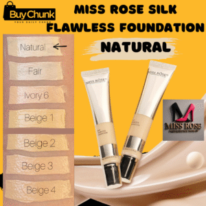 Miss Rose Silk Flawless Foundation Natural single tube with product swatch
