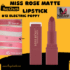 Miss Rose Matte Waterproof Lipstick Shade 12 Electric Poppy on skin showing vibrant nude color.
