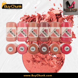 Miss Rose Blush Stick collection with numbered caps and crushed blush texture, showing various shades