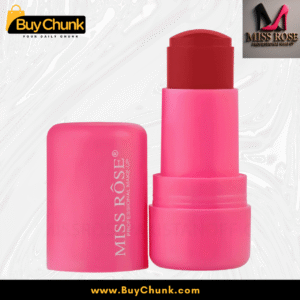 Close-up of Miss Rose Cooling Water Jelly Tint in bright pink casing with its cap off, revealing the red jelly tint
