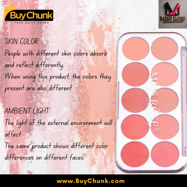 Close-up of Miss Rose blusher palette placed on crushed powder background highlighting smooth matte texture