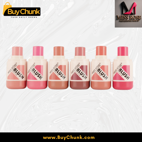 Full range of Miss Rose Blush Stick shades in both stick and bottle packaging