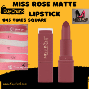 Miss Rose Matte Waterproof Lipstick Shade 45 Times Square on skin showing vibrant nude color.