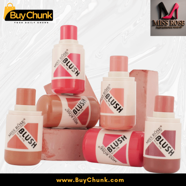 Complete collection of Miss Rose liquid blush in bottle form, showcasing all available shades.
