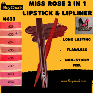 Miss Rose Matte 2 in 1 Lipstick and Lipliner Shade 633 showing deep berry hue.
