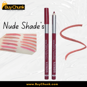 KATHLEEN Eyeliner and Lip-liner Pencil in nude shades, displaying two pencils and hand swatches for creamy texture.
