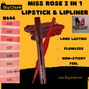 Miss Rose Matte 2 in 1 Lipstick and Lipliner Shade 644 showing deep berry hue.