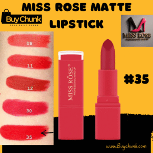 Miss Rose Matte Waterproof Lipstick Shade 35 Passion on skin showing vibrant red color.