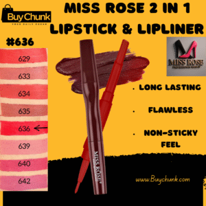Miss Rose Matte 2 in 1 Lipstick and Lipliner Shade 636 showing deep berry hue.