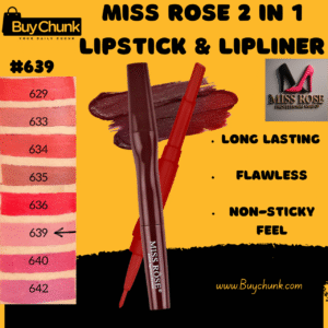 Miss Rose Matte 2 in 1 Lipstick and Lipliner Shade 639 showing deep berry hue.