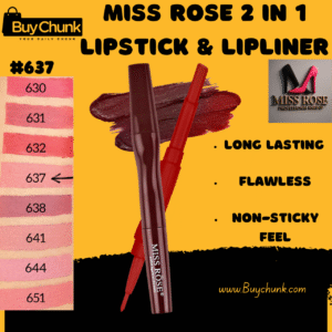 Miss Rose Matte 2 in 1 Lipstick and Lipliner Shade 637 showing deep berry hue.