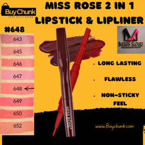 Miss Rose Matte 2 in 1 Lipstick and Lipliner Shade 648 showing deep berry hue.