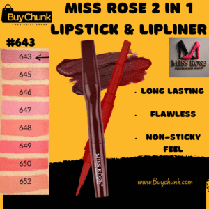 Miss Rose Matte 2 in 1 Lipstick and Lipliner Shade 643 showing deep berry hue.