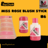 Miss Rose Blush Stick 6, showing product and swatch on skin