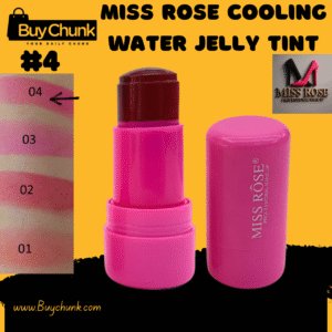 Miss Rose Cooling Water Jelly Tint 4, with a dark pink casing and deep berry tint, showing a swatch of the rich berry/red shade