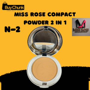 Miss Rose Compact Powder 2 in 1 Moon and Back, positioned as an essential for everyday makeup, providing a long-lasting, flawless complexion.