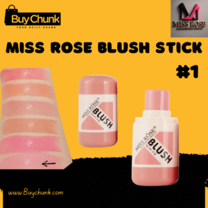 Miss Rose Blush Stick in shade #1, showcasing product and swatch on skin