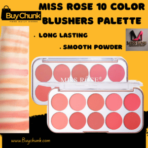 Miss Rose 10 Color Blusher Palette open showing ten rosy and coral powder blush shades
